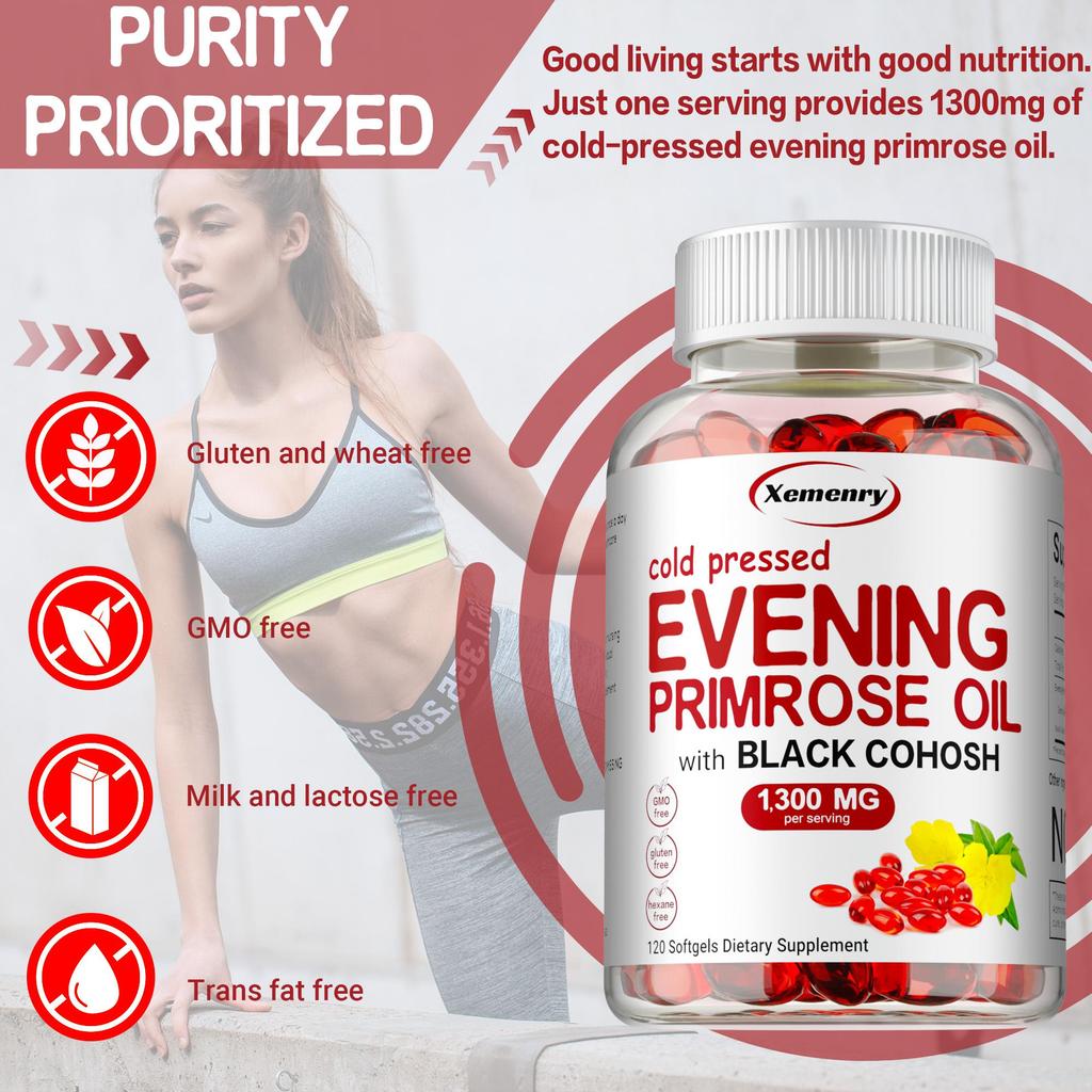 Evening Primrose Oil Capsules - Enhance Immunity, Balance Hormones, Anti-Aging