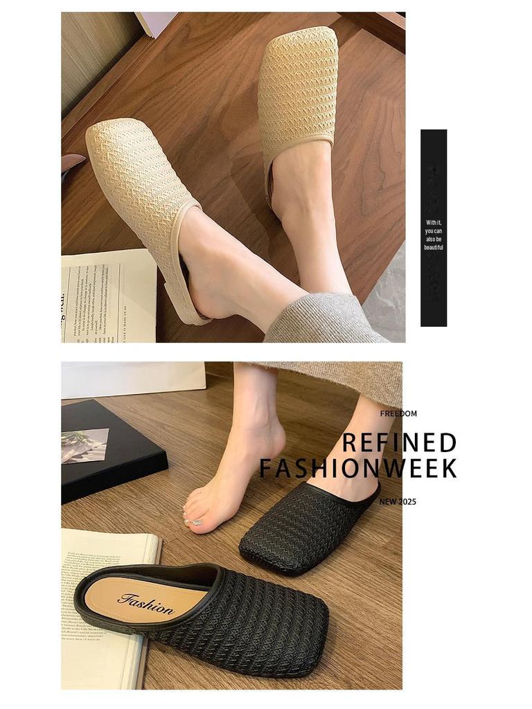 Женские летние сандалии Baotou Slip-On: Модные, нескользящие, идеально подходят к юбкам.