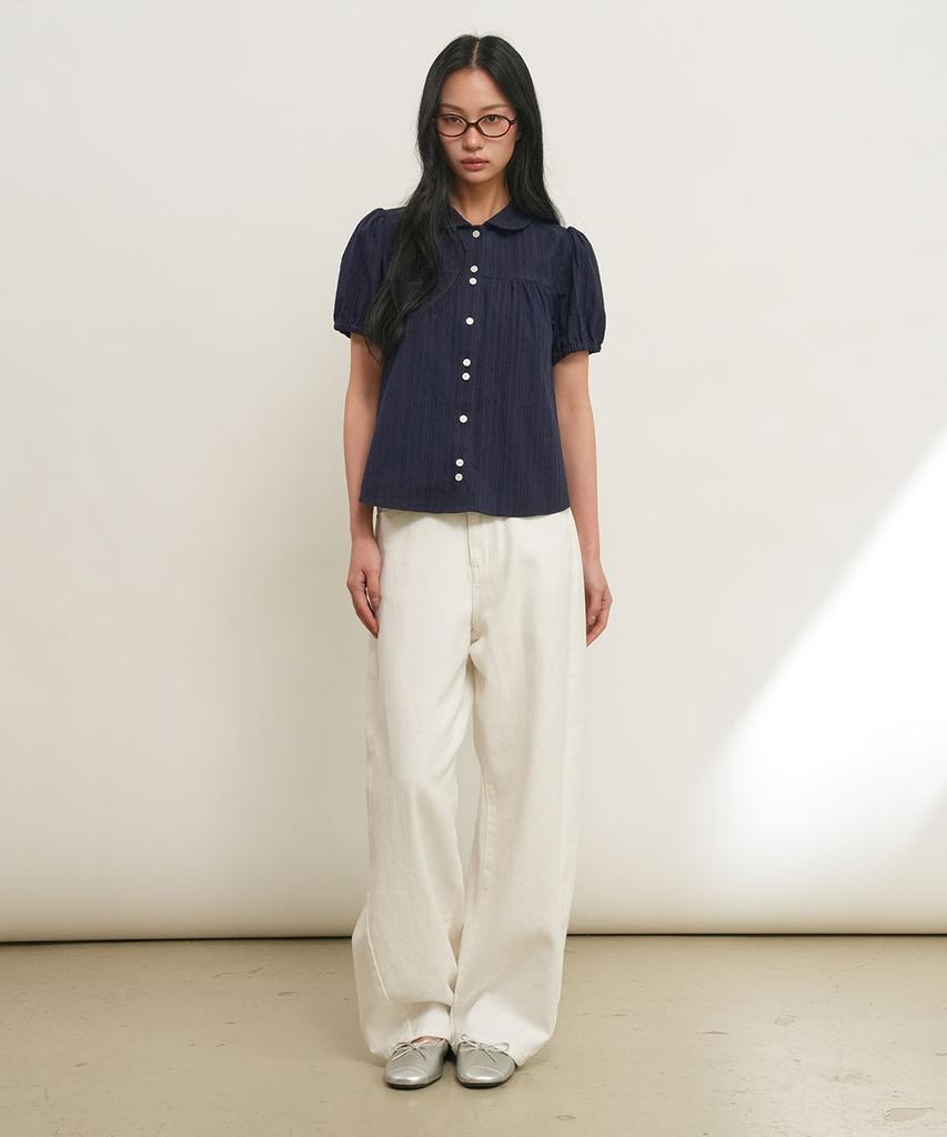 GENERALIDEA Round Collar Puff Blouse [Navy] / Gf2Lsh521