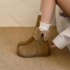 Праздничные ботильоны из мягкой замши на толстой подошве в стиле ретро для женщин, осенне-зимние, повседневные, на плоской подошве, на пуговицах, с наборным каблуком