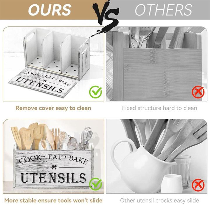 5 шт./Набор Подставка для столовых приборов Отделения Коробка для столовых приборов Деревянная коробка для столовых приборов Подходит для кухонных столешниц Коробка для хранения столовых приборов Вилка Ложка