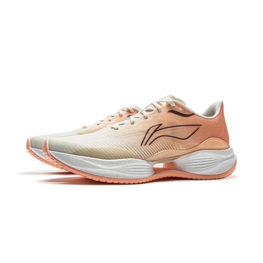 Li Ning Super Light 22 Амортизирующие Дышащие Низкие Кроссовки для Спринта и Бега Женские Бело-Оранжевые ARBV002-40