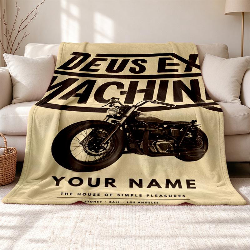 Deus Ex Machina Brand Customizable name outdoor blanket soft cozy and warm Multi-purpose office blanket outdoor camping and travel blanket all
