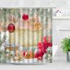 Зимние Рождественские Шторки для душа Рождественский шар Подарок Кедр Натуральный пейзаж Новый год Домашний декор Ванная комната Тканевая Шторка для ванны Крючки