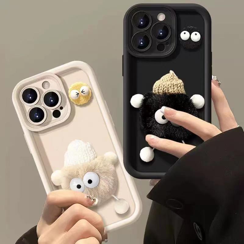 Подходит для чехла на мобильный телефон iPhone17promax 16e трехмерные плюшевые брикеты 14 Apple 15pro противоударный 12 мягкий чехол