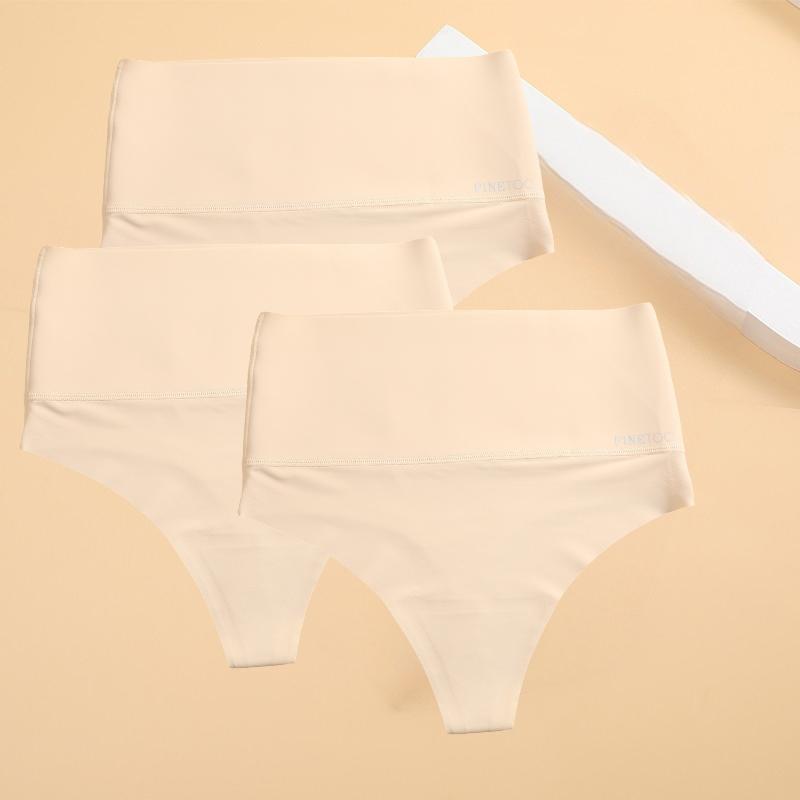 3 шт. Бесшовные трусики-стринги с высокой талией для женщин, черные, для подтягивания живота и бедер, моделирующее фигуру нижнее белье, дышащие женские трусики, большие размеры