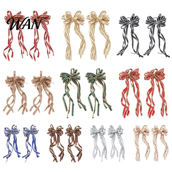 Holiday Gift Wrapping Bows 2 Pcs Velvet Christmas Bows, Shiny Bow Tree Hanging Decoration for Large Fabric Decorations Wreath, Garland, Xmas