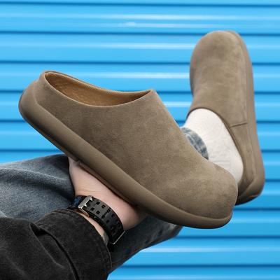 Модная мужская обувь-мюли без задника, новинка, тапочки, нескользящая подошва, модные лоферы, легкая обувь для дома и улицы, удобные балетки