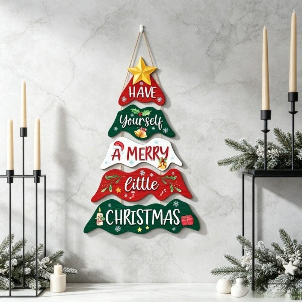 Handcrafted Christmas Door Sign Tiered Hanging Welcome Board Vintage Wall Pendant Teachers