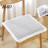 Pastoral Style Chair Mat Cotton Linen Pad, Striped Plaid Dining with Lace Trim, Seat Cover Breathable Thin Pad Ties for Office Barstool Comfortable