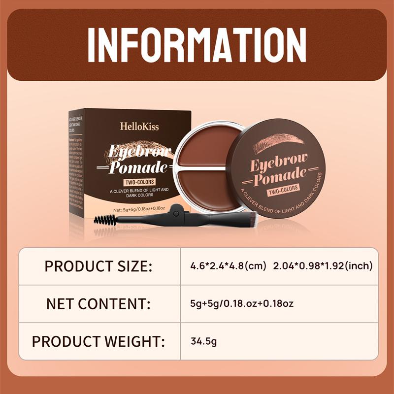 Two-tone Waterproof Natural Mud Brow Paste Eyebrow Gel Bushy Wild Brows for Perfect Eyebrow Shape with Eyebrow Brush Inside