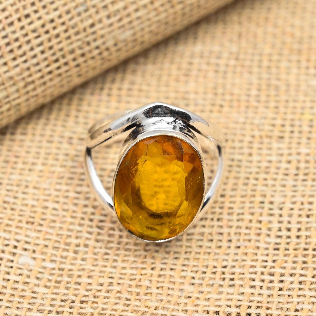 Ювелирные изделия ручной работы из стерлингового серебра 925 пробы с цитрином, великолепное кольцо для нее