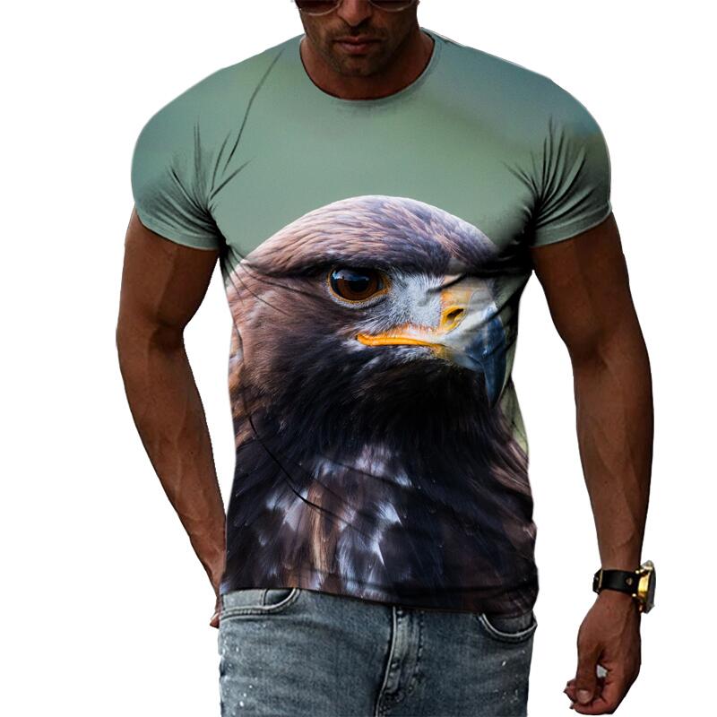 Summer Fashion Animal Birds Eagle Graphic T Shirts For Men 3D Print Hip Hop Harajuku Personality Round Neck Short Sleeve Top