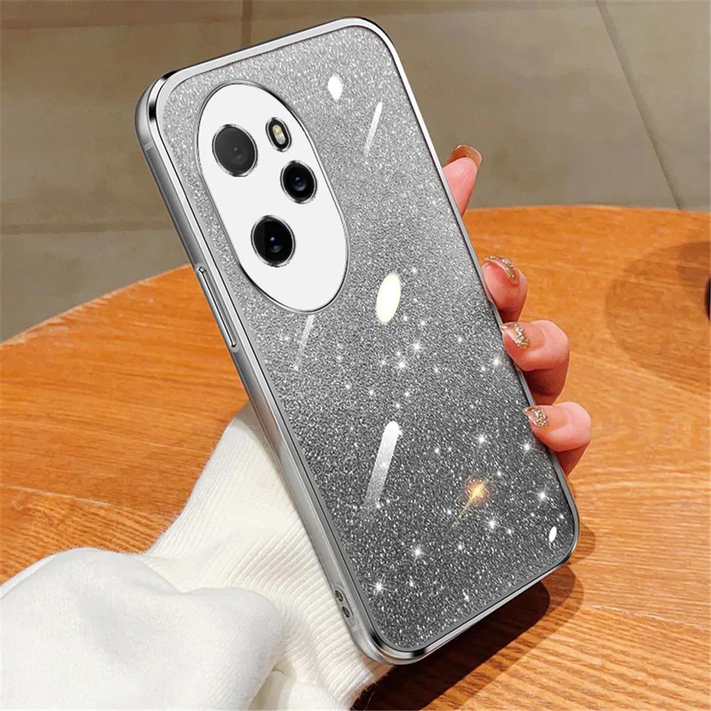 Luxury Gradient Glitter Plating Case For Huawei Honor 90 Lite 100 80 70 Pro 50 60 SE 20 30 Pro Women Soft Silicone Back Cover