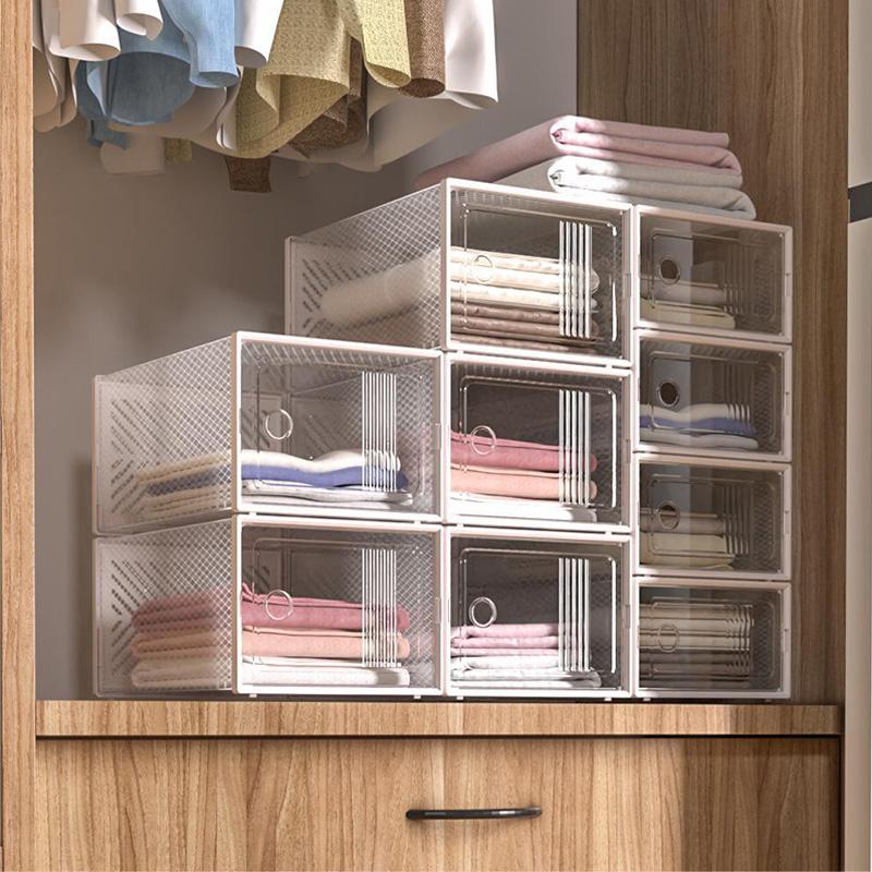 1 шт. Прозрачный ящик для хранения обуви Утолщенный пластиковый стенд для демонстрации обуви Складной откидной крышкой Коробка для обуви Защелкивающийся органайзер для обуви