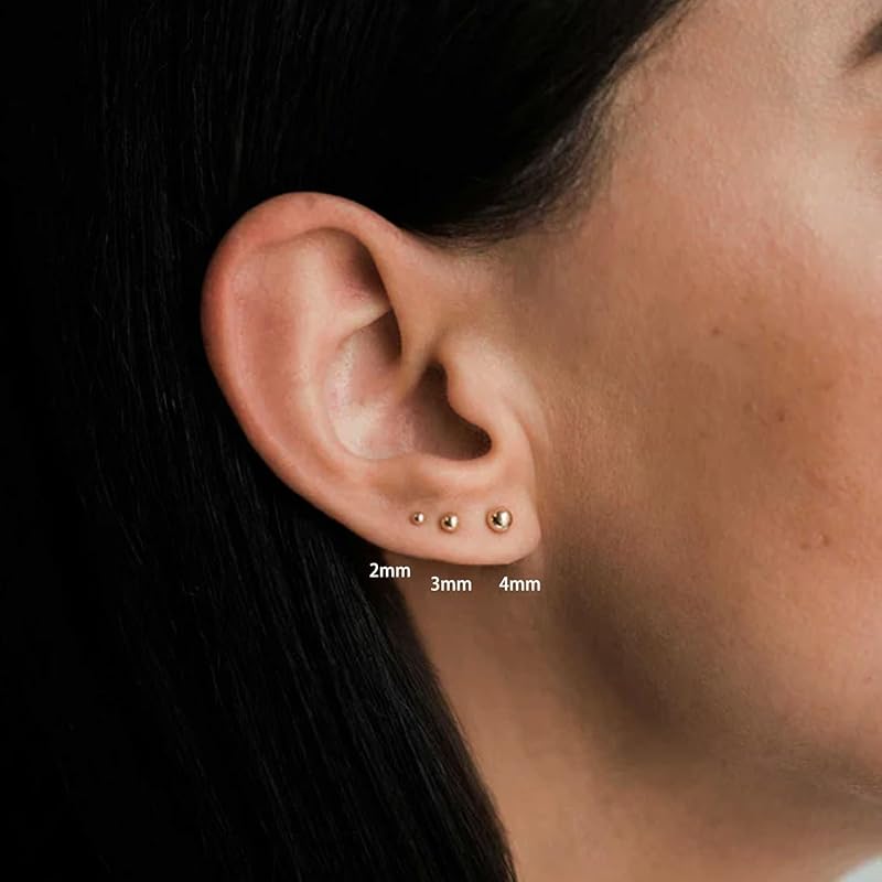 STJARNA Leave It On Earrings Screw Type 3 Pair Set Simple Ball Surgical Stainless Steel Compatible with Metal Allergies Inconspicuous Silver Men's