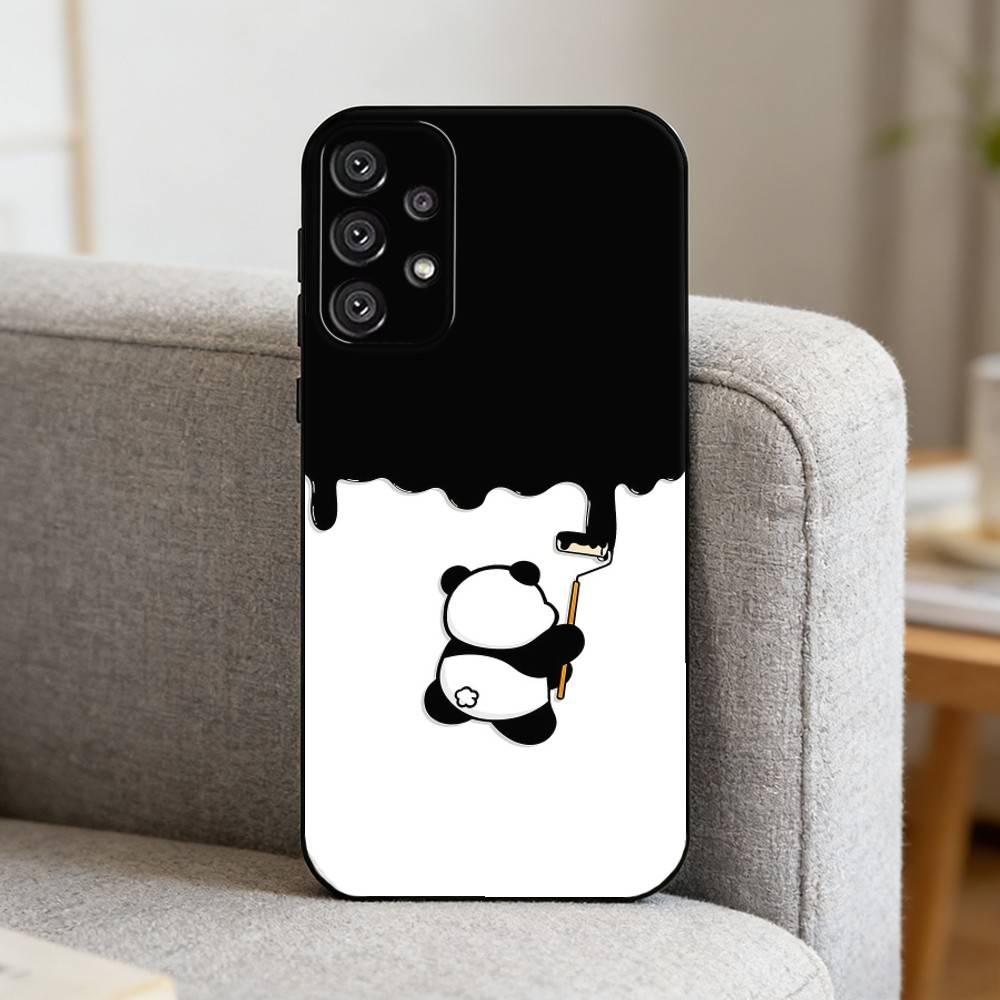 Иллюстрация P-Panda Чехол для телефона для Samsung S25,S24,S21,S22,S23,S30,Ultra,S20,Plus,Fe,Note,10,9,5G Черный чехол