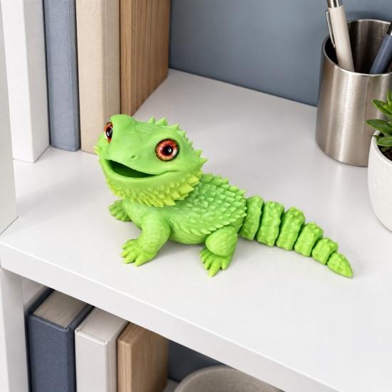 Декор для рабочего стола с рептилией, 3D-печатная фигурка бородатой агамы, реалистичная ящерица-игрушка-антистресс с имитацией гибких суставов, шарнирная модель для стола