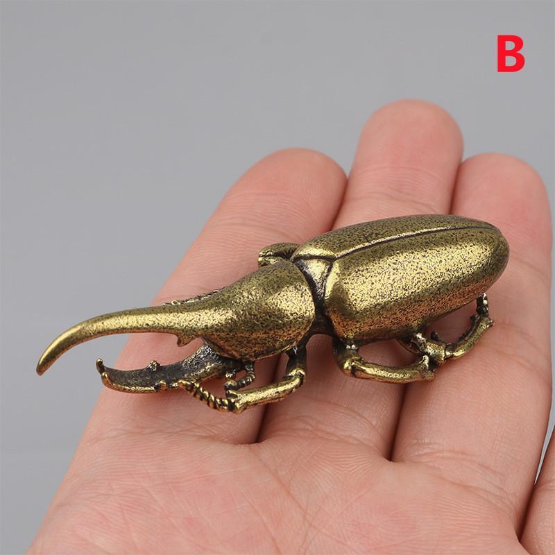 1 Pcs Solid Brass Beetle Ornament Creative Fairy Simulation Copper Insect Tea Pet Hand Play Handle Decorative Crafts
