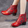 Ethnic Style Women's Shoes Autumn and Winter New Cowhide Boots Padded Warm Cotton Shoes Female Thick Heel Soft Bottom Non-slip Boots