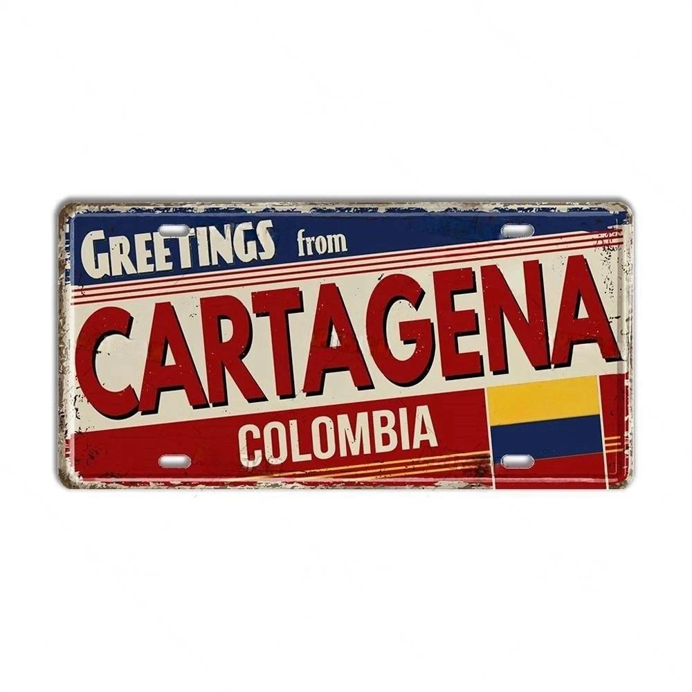 Chile Argentina Ecuador Colombia License Plate Landmark Metal Sign City State Decorative Car Plate Garage Club Bar Wall Decor