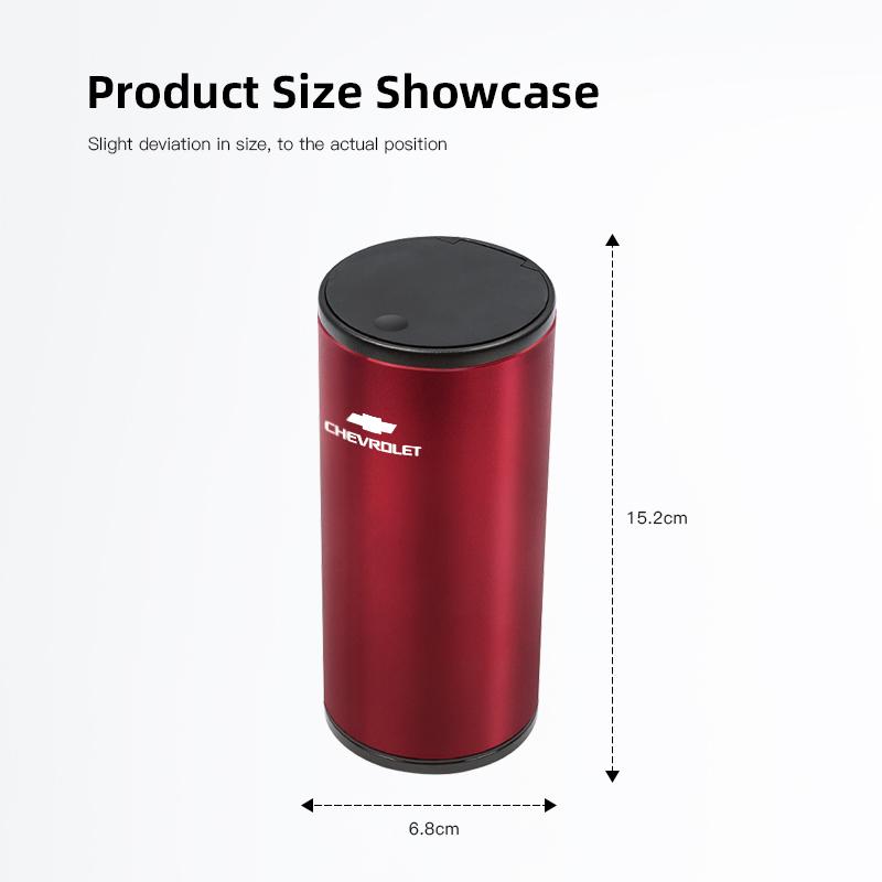 Car Cup Trash Can Aluminum Alloy Garbage Bin Ashtray For Chevrolet Corvette Montana TrailBlazer Silverado Traverse Camaro Malibu