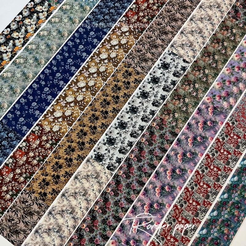 New Chinese Style Oil Painting Nail Art Transfer Paper Vintage Floral Starry Sky DIY Stickers