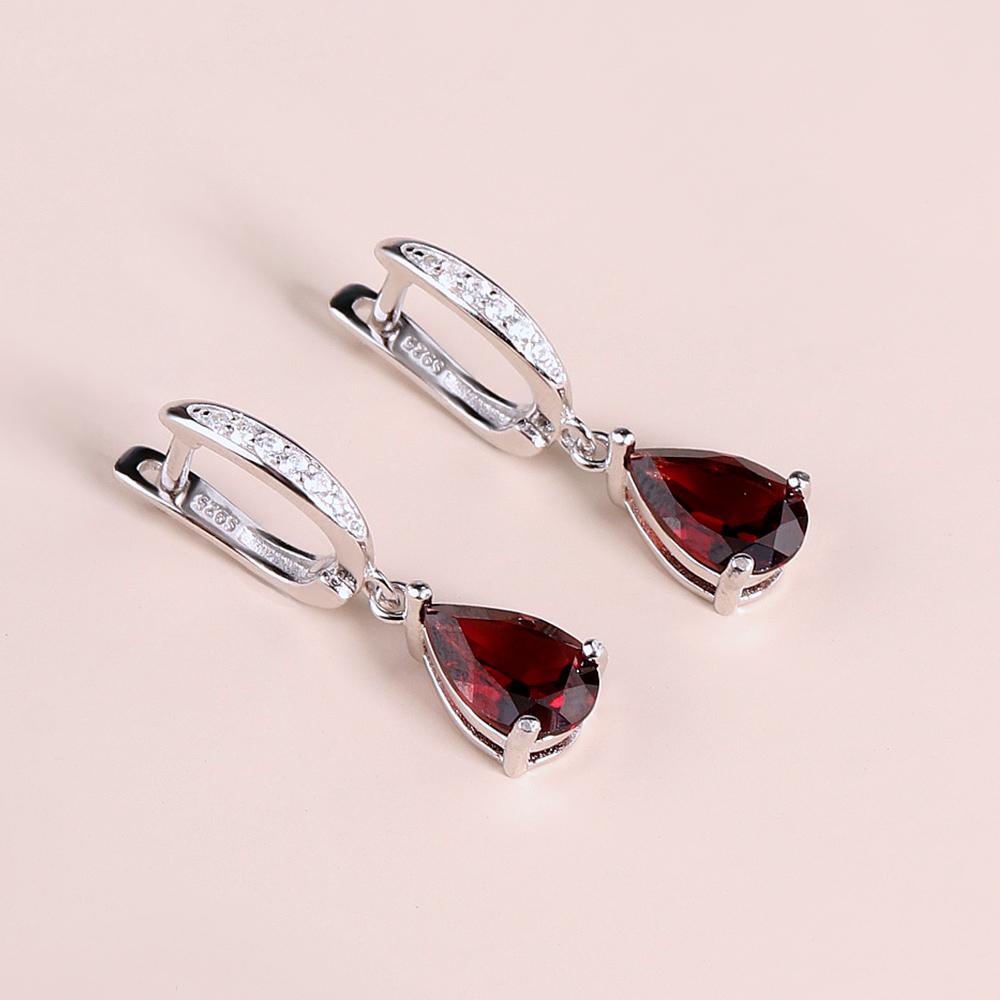 Новые серьги с красным гранатом, серебро 925 пробы, розовое золото для натуральных драгоценных камней, груша, 6*9 мм, изысканные украшения для женщин и девочек, простые ювелирные изделия