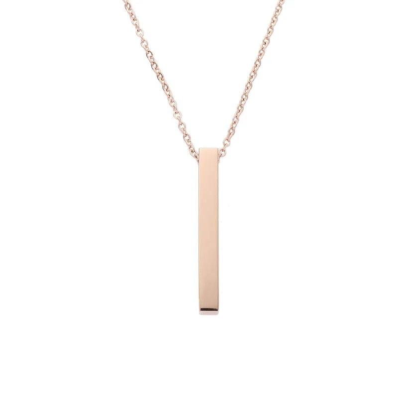 2023 Fashion Black Rectangle Pendant Necklace Men Collar Trendy Simple Stainless Steel Chain Women Necklace Jewelry Gift