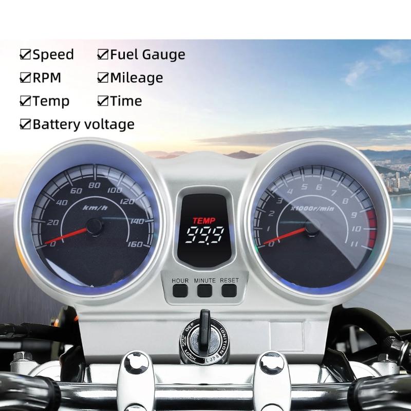 Цифровой дисплей Спидометр Одометр Приборная панель Подходит для CBX250 CBF250 Водонепроницаемый Мотоциклетный прибор Светодиодный тахометр