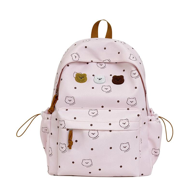 Schoolbag Student School Bag Bear Printing Fashion Versatile Casual Backpack College Style Campus Class Large Capacity Backpack