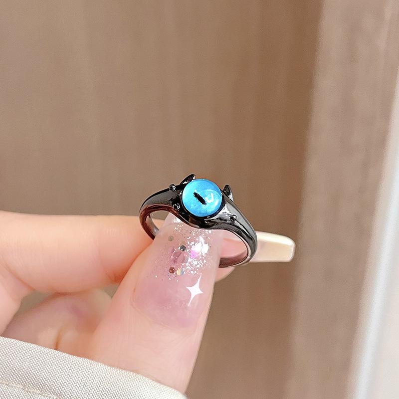 Little Monster Abnormal Pupil Cat Childlike Fun Cute Funny Year Ring Index Finger Ring Niche Design Ring