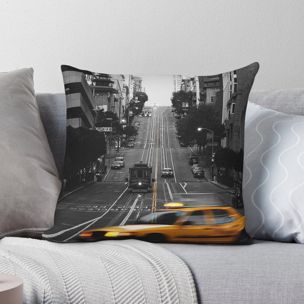 Streets Of San Francisco Square Pillowcase Polyester Linen Velvet Pattern Decorative Pillow Case Room Cushion Case Wholesale