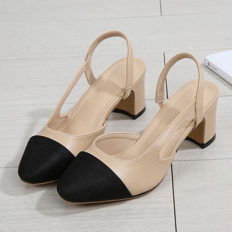 Fashion New Pointed Toe Sandals Fashion Low Square Heels Flat Shoes Korean Color Matching Party Ladies Shoes Chaussure Femme 2024