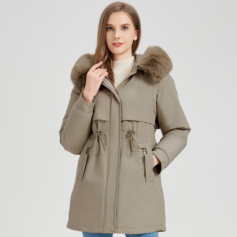 Fashion Winter Coat Female Long Parkas Hooded Faux Fur Collar Detachable Sleeves Loose Thick Warm Women's Jackets