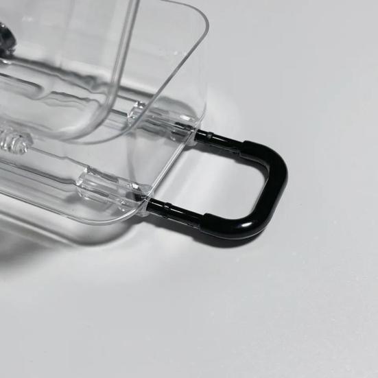 Earrings Storage Box Mini Trolley Case Shape with Mini Wheels Transparent Hairpins Necklaces Rings Organizer Pendant Organization Case Candy