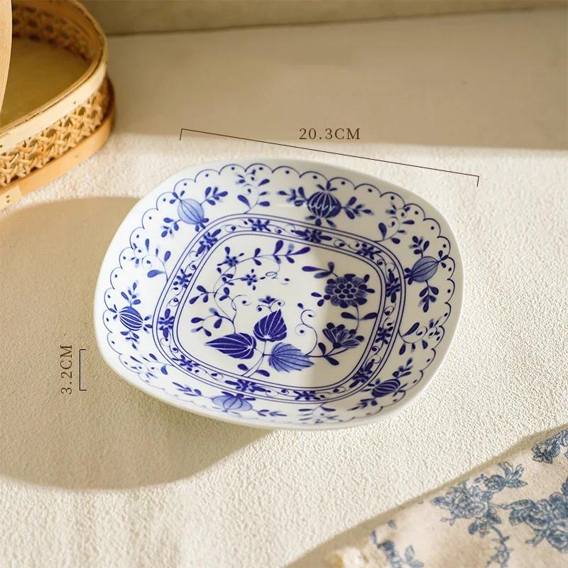 Керамические тарелки в стиле ретро в китайском стиле, элитный ресторан, десерт, салатник, домашняя вкусная посуда, миски для рамэна, изысканная столовая посуда
