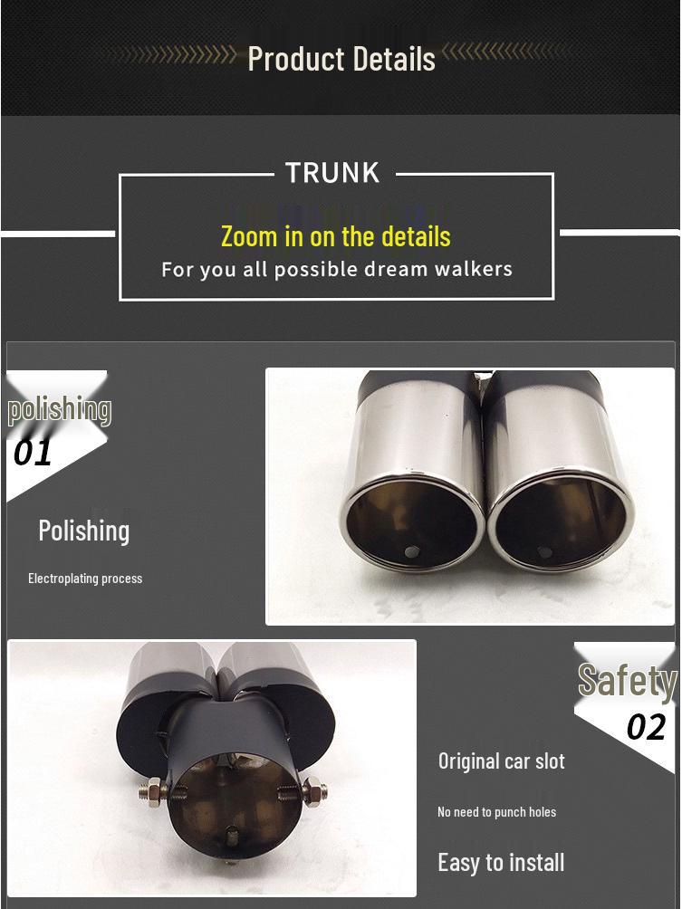 Совместимая выхлопная труба глушителя для Citroen C3-XR, Venucia T70, Zotye T600 - Двойной выход