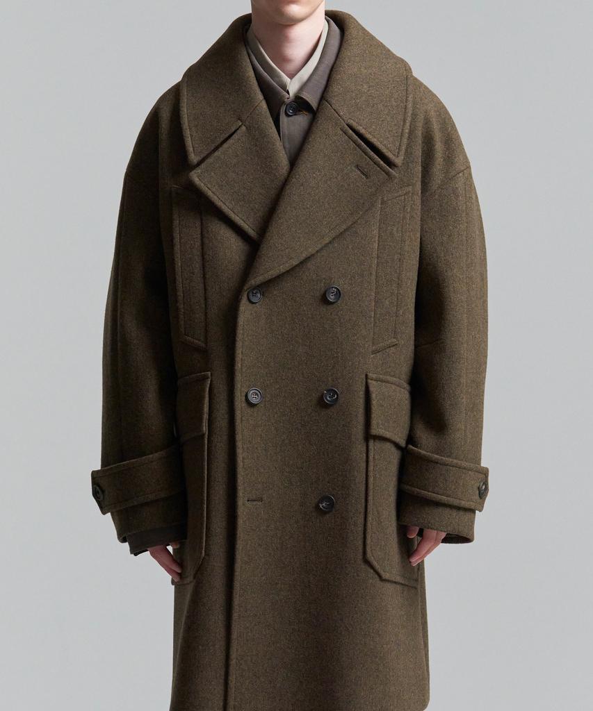 Woosuk Oversized Double Coat (Dark Olive)