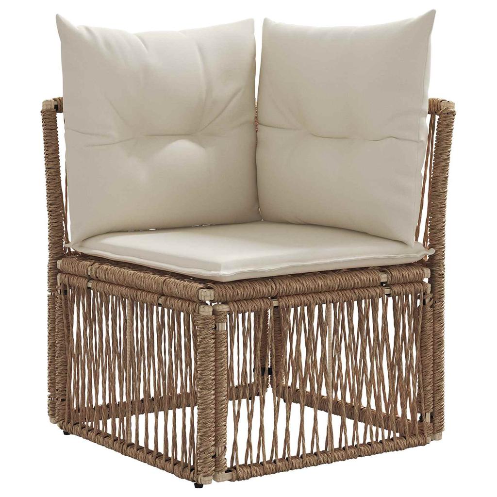 5 Piece Garden Sofa Set Beige Poly Rattan