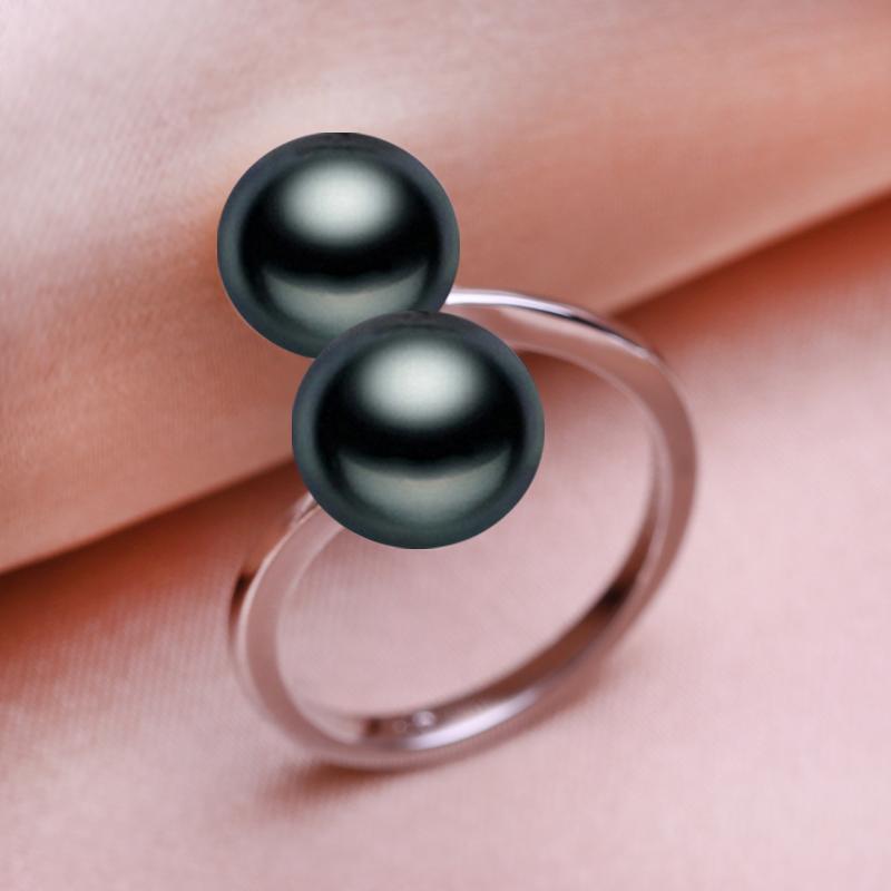 seniko Double Natural Freshwater Pearl Rings For Women Fashion Female Ring Pearl Jewelry Adjustable Ring