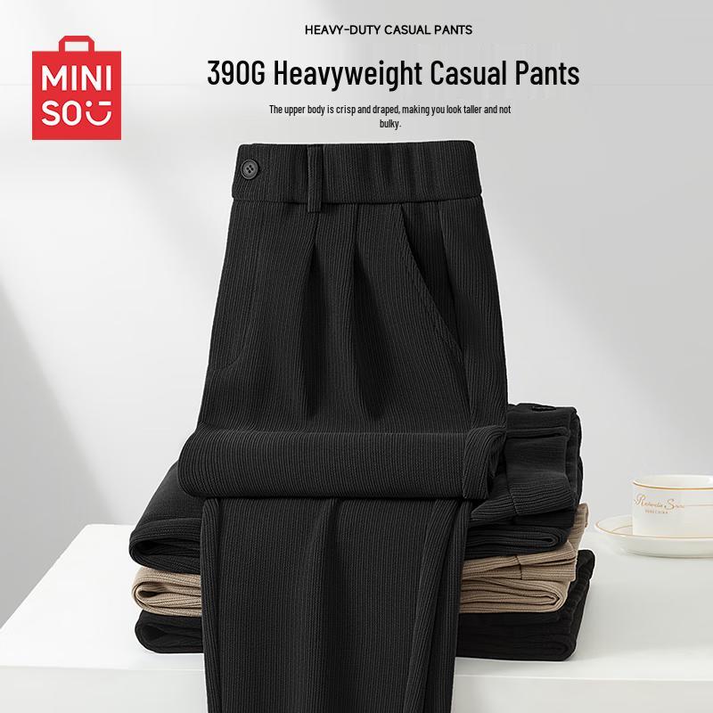 MINISO Мужские повседневные трикотажные брюки прямого кроя из плотного материала