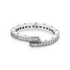 Pandora 199491c01 Signature Sparkling Overlapping Logo Heart Band Silver Ring