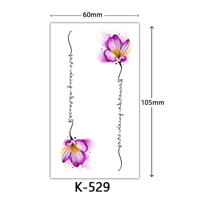 Waterproof Tattoo Stickers: English Letters, Flowers & Butterfly Sketches