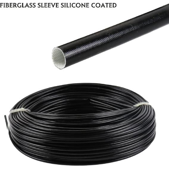 Silicone Fiberglass Sleeve Heat Shield Wire Protective High Temperature Electrical Insulation Self-extinguishing Black (3/16"- 9ft)