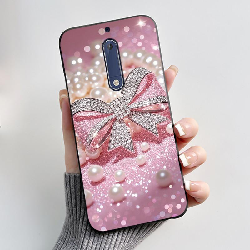 Чехол Для Nokia 5 Эстетичный Модный Милый Кот Мультяшный Черный Мягкий ТПУ Чехол для Телефона Для Nokia 5 Чехол-Бампер TA-1053 TA-1024