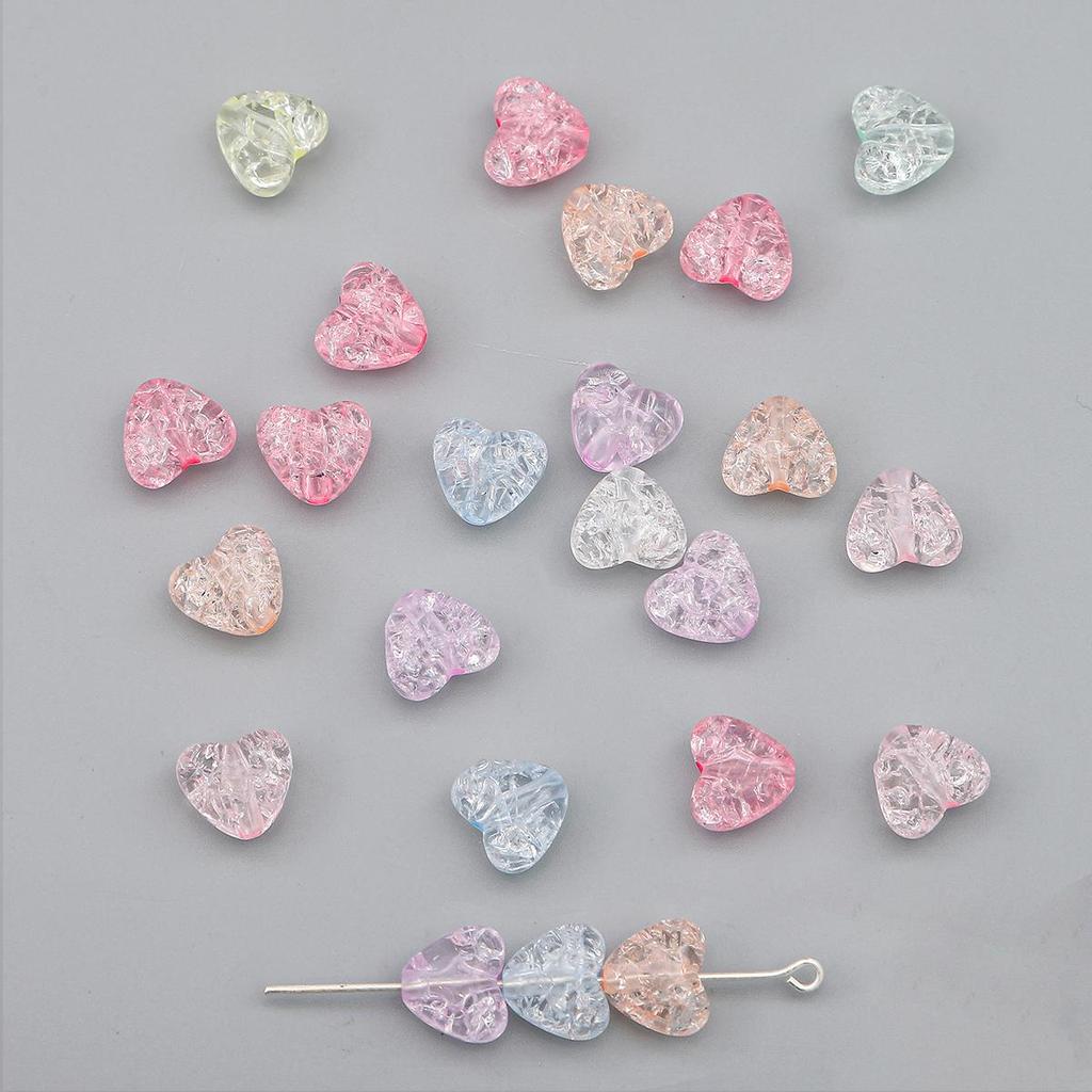 55/70Pcs Plastic Acrylic Heart Beads Fashion Loose Spacer Beads for Jewelry Making DIY Hairpin Earring Necklace Handmade