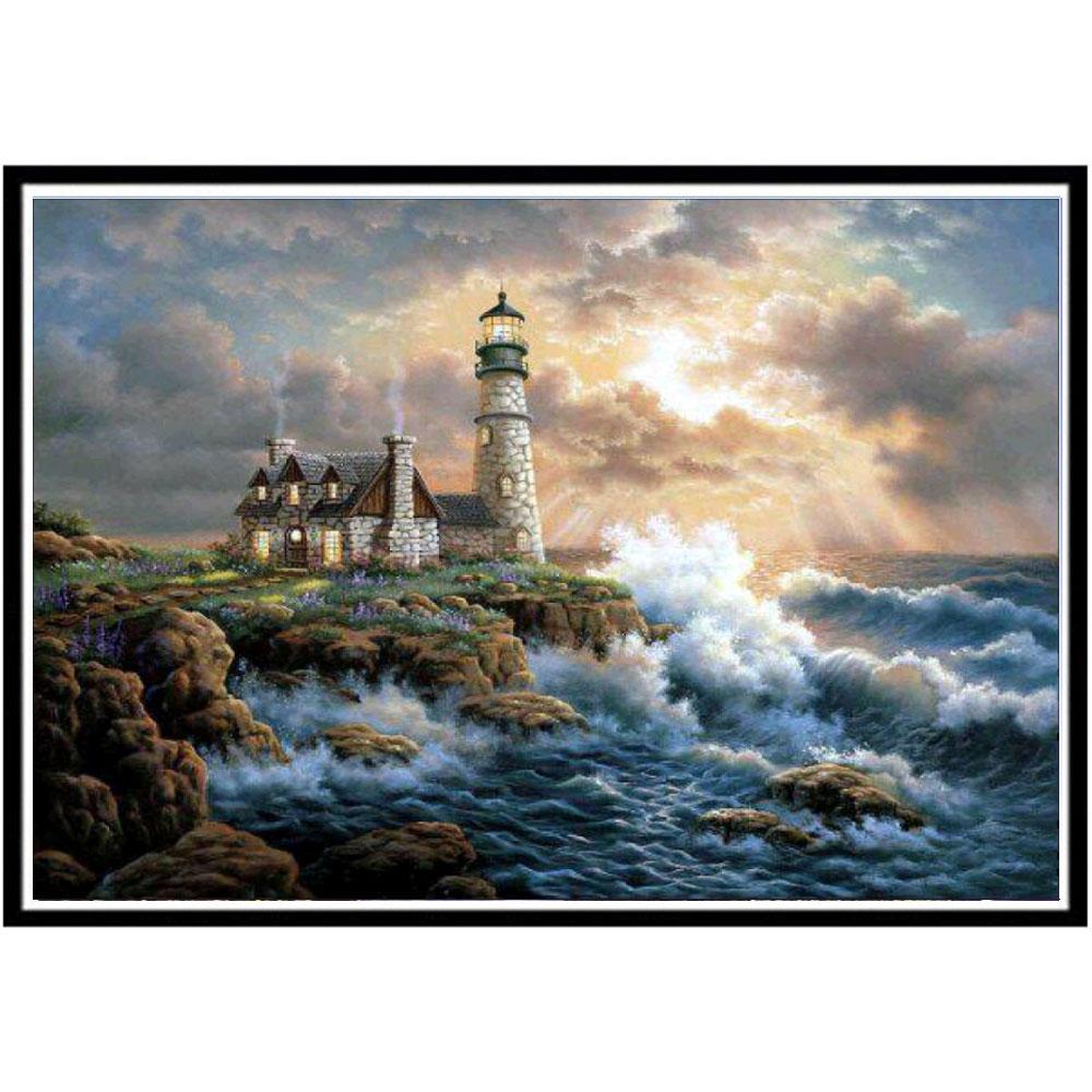 Diy Diamond Painting 5D Brand New Landscape Lighthouse Diamond Mosaic Forest House Cross Stitch Kit Home Decoration Handmade Gif