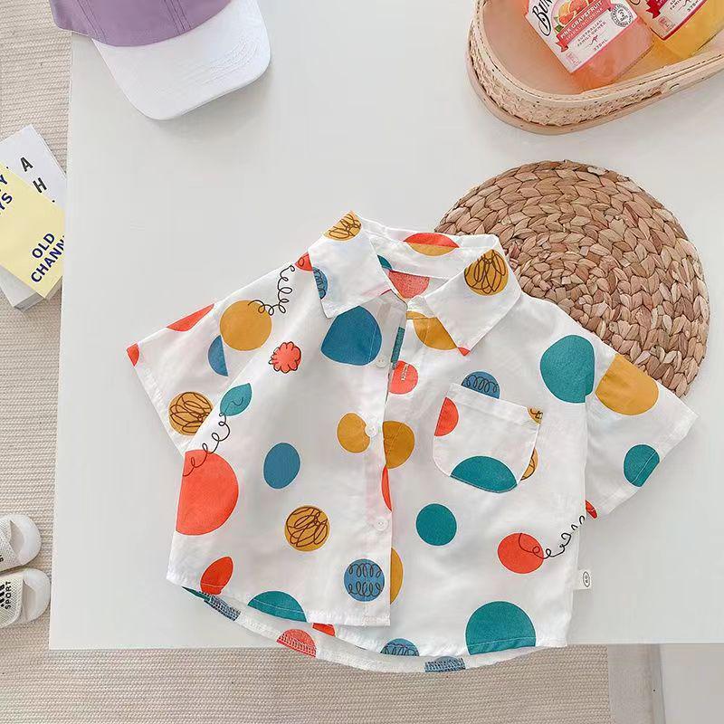 Детские летние рубашки с цветочным принтом - модные короткие рукава в пляжном стиле для мальчиков