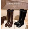 Inner Height Increase Cm~ Fashionable Mango Head But Knee Thin Medium Tube Leather Knight Boots Women